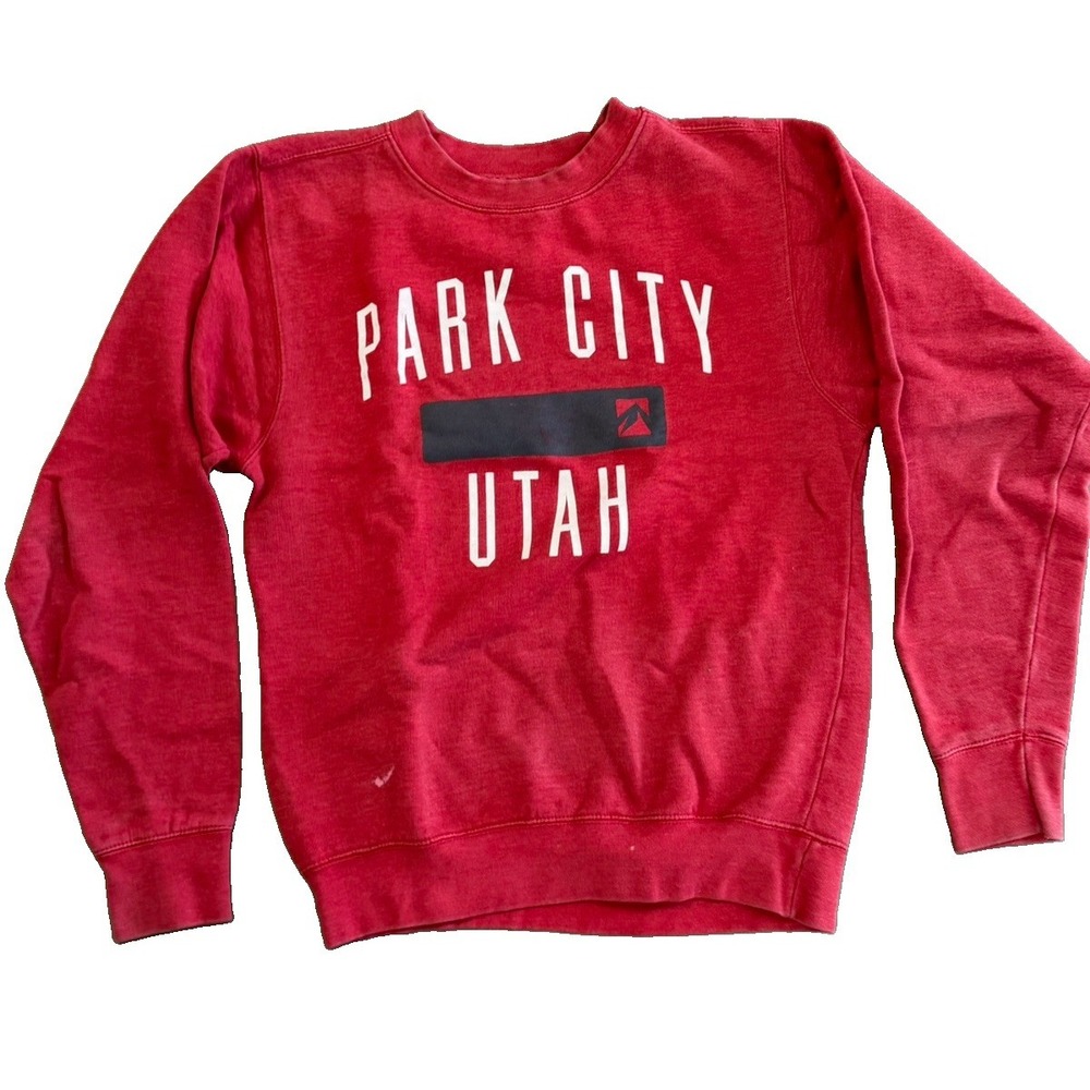 Outfitter Trading Park City Utah Crewneck Sweatshirt Red Graphic Pullover Sz S